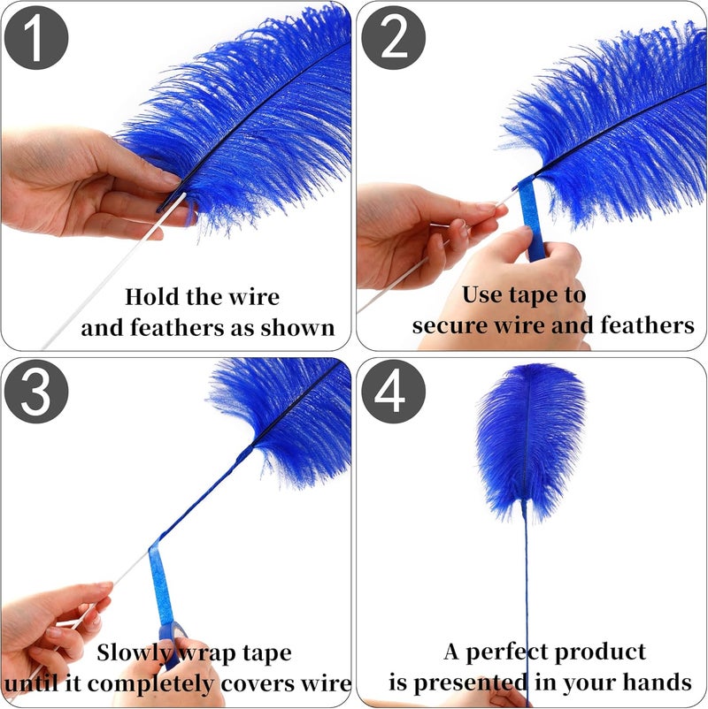 Holmgren Royal Blue Ostrich Feather - 20pcs Making Kit 22 Inch Large Ostrich Feathers for Vase, Floral Arrangement, Wedding Party Centerpieces Home Decorations (Royal Blue) - Image 4